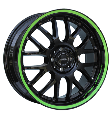 pneumatiky - 7x17 4x108 ET18 ASA AR 1 schwarz RS-Race mit grünem Ring/Schriftzug ABSENCE Rfky / Alu Chiptuning + Motor Tuning Globln komise trhovisko