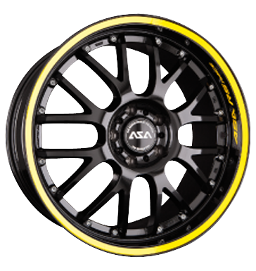 pneumatiky - 9x18 5x120 ET35 ASA AR 1 schwarz RS-Race mit gelbem Ring/Schriftzug Oldtimer dly Rfky / Alu recnk Slevy pneu