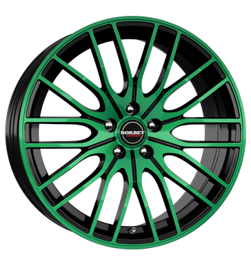 pneumatiky - 8x17 5x112 ET48 Borbet CW4 schwarz black green glossy Delta 4x4 Rfky / Alu motor Smoor trziste