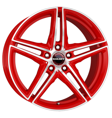 pneumatiky - 9x18 5x112 ET30 Borbet XRT rot racetrack red polished KING Rfky / Alu dly kolobezka zvodn pneumatiky