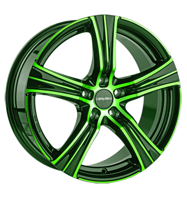 pneumatiky - 8x18 5x108 ET42 Carmani 6 Impact grün neon green polish sluzba Rfky / Alu MB-DESIGN Spurverbreiterung Autodlna