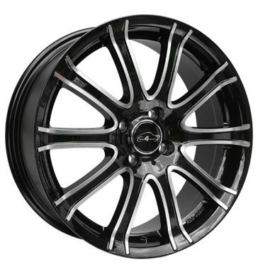 pneumatiky - 6.5x15 4x100 ET38 Com4Wheels Octopus Black schwarz glanzschwarz frontpoliert zesilovac Rfky / Alu montzn nrad zpad disky