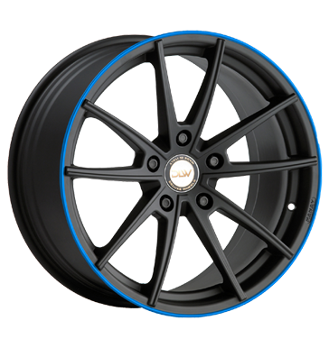 pneumatiky - 8.5x19 5x120 ET18 Deluxe Wheels Manay K schwarz schwarz matt Akzentring blau lackiert Americk vozy Rfky / Alu DOTZ Samolepka + filmy Velkoobchod