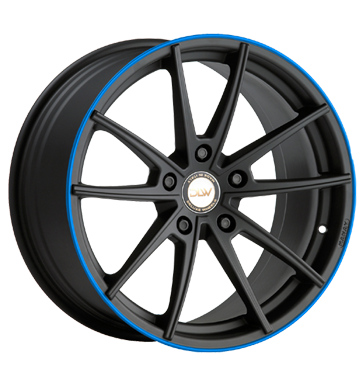 pneumatiky - 8.5x19 5x112 ET35 Deluxe Wheels Manay K schwarz schwarz matt Akzentring blau lackiert Pouzdra & schovna Rfky / Alu psy Single Arm Autodlna