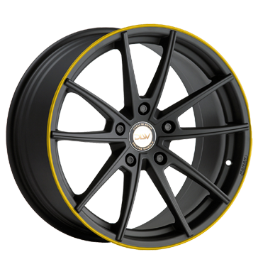 pneumatiky - 8.5x19 5x112 ET40 Deluxe Wheels Manay K schwarz schwarz matt Akzentring gelb lackiert t-EC2 E85 ECU Rfky / Alu polomer CARLSSON pneu