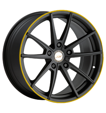 pneumatiky - 11x19 5x130 ET45 Deluxe Wheels Manay K schwarz schwarz matt Akzentring gelb lackiert prce Rfky / Alu Oldtimer auto disky