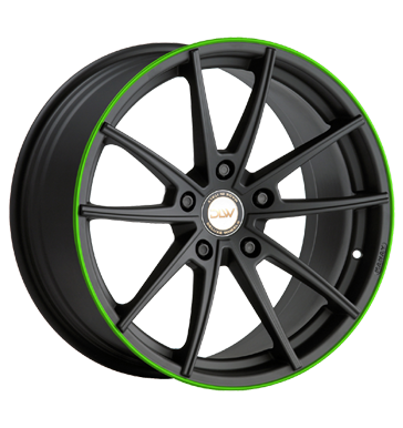 pneumatiky - 8.5x19 5x108 ET35 Deluxe Wheels Manay K schwarz schwarz matt Akzentring grün lackiert bezpecnostn vesty Rfky / Alu ocelov rfek ventil cepice pneu b2b