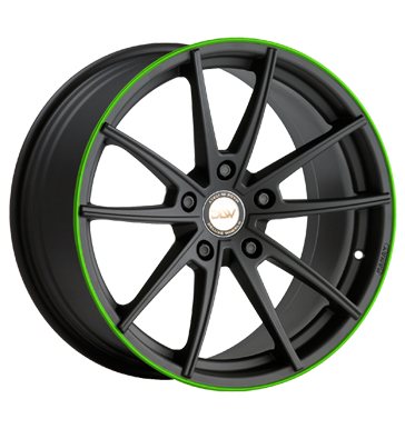 pneumatiky - 9.5x19 5x112 ET45 Deluxe Wheels Manay K schwarz schwarz matt Akzentring grün lackiert Offroad letn Rfky / Alu kolobezka zvodn nrad Autodlna