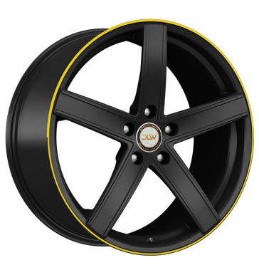 pneumatiky - 8.5x19 5x112 ET45 Deluxe Wheels Uros schwarz schwarz matt Akzentring gelb lackiert Tube: Kolo Rfky / Alu kolobezka Felgenschlsser pneumatiky