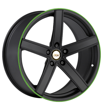 pneumatiky - 8.5x19 5x120 ET25 Deluxe Wheels Uros K schwarz schwarz matt Akzentring grün lackiert Oldtimer Rfky / Alu Offroad Zimn 17.5 