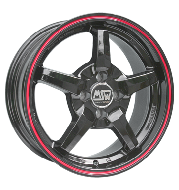 pneumatiky - 7x16 4x98 ET37 MSW 16 schwarz schwarz lackiert m. rotem Rand MIGLIA Rfky / Alu Wheelworld Vnitrn vybaven Prodejce pneumatk