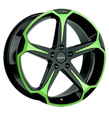 pneumatiky - 8.5x19 5x108 ET42 Oxigin 13 Panther grün neon green polish MIGLIA Rfky / Alu Magnetto KOLA extender ventil / drzk pneu