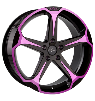 pneumatiky - 8.5x19 5x120 ET35 Oxigin 13 Panther mehrfarbig pink polish subwoofer Rfky / Alu Hreby / Matice Soundboards + adaptr krouzky pneumatiky