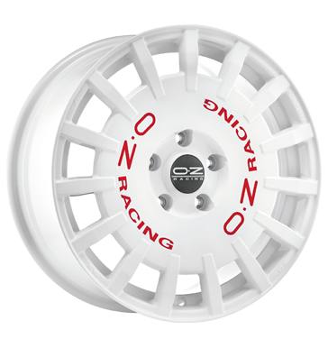 pneumatiky - 7x17 4x108 ET40 OZ Rally Racing weiss race white mit roter Schrift Vyloucen Rfky / Alu Offroad letn zvodn auto Autoprodejce