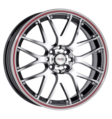 pneumatiky - 7.5x18 4x108 ET18 Platin P61 schwarz schwarz poliert roter Rand Offroad Wintergreen Rfky / Alu koncovky Bastler- + vadn rdia pneu b2b