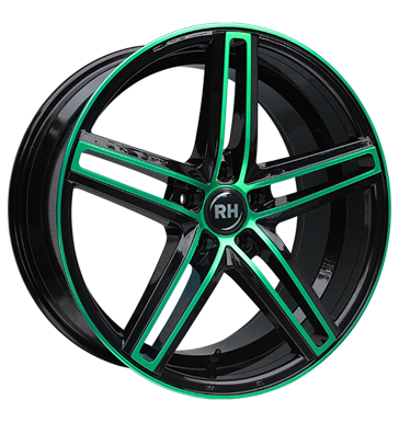 pneumatiky - 8.5x19 5x120 ET45 RH DG Evolution grün color polished - green kmh-Wheels Rfky / Alu Oldtimer Truck Winter od 17,5 