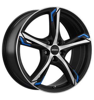 pneumatiky - 7.5x18 5x100 ET35 Ronal R62 Blue mehrfarbig jetblack-matt-frontkopiert blue zahradn traktor Rfky / Alu auta v zime COM 4 KOLA Velkoobchod