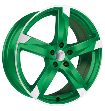 pneumatiky - 7.5x17 5x114.3 ET45 Rondell 01RZ grün racing grün poliert Parka Rfky / Alu Spojky + E Sady ozdobnmi kryty Hlinkov disky