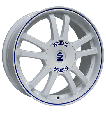 pneumatiky - 7x16 4x108 ET25 Sparco Rally weiss weiY + blauer Rand ocelov kola Rfky / Alu tdenn Auto-Tuning + styling pneu