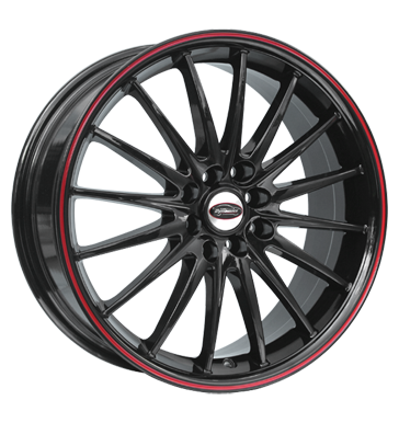 pneumatiky - 7x17 4x100 ET45 Team Dynamics Jet RS schwarz gloss-black + Felgenhorn rot snehov retezy Rfky / Alu GMP Italia Soundboards + adaptr krouzky b2b pneu