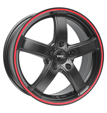 pneumatiky - 7.5x17 5x108 ET45 TEC Speedwheels AS1 schwarz schwarz seidenmatt mit rotem Ring Speedline Rfky / Alu Chlazen - Air Baro disky