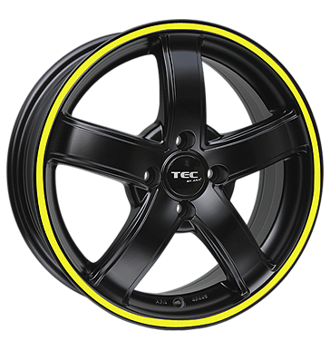 pneumatiky - 6x15 4x108 ET25 TEC Speedwheels AS1 schwarz schwarz seidenmatt mit gelbem Ring Kola / ocel Rfky / Alu propojovac kabely Mobiln navigacn systmy pneumatiky