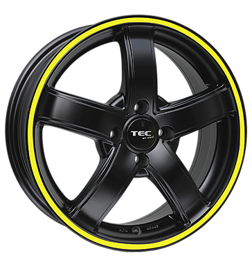 pneumatiky - 7x17 4x100 ET38 TEC Speedwheels AS1 schwarz schwarz seidenmatt mit gelbem Ring rucn vozk Rfky / Alu Vyloucen Provozn + Montzn nvod velkoobchod s pneumatikami