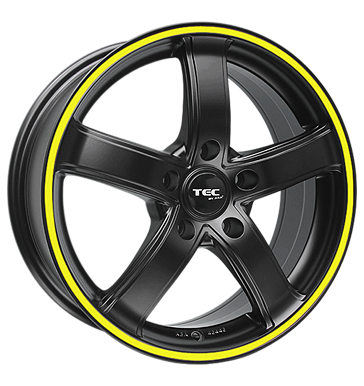 pneumatiky - 8x18 5x120 ET45 TEC Speedwheels AS1 schwarz schwarz seidenmatt mit gelbem Ring Sdrad Rfky / Alu Opel kmh-Wheels pneus